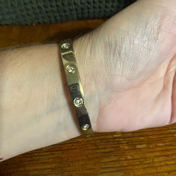 Gold Tone Bracelet with Rhinestone Accents - Picture 2 of 6